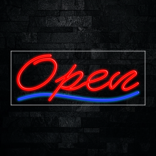 Open Red with Blue underline LED Flex Sign 32″ x 13″