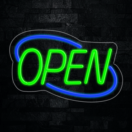 OPEN Green circled in Blue LED Flex Sign 22″ x 14″