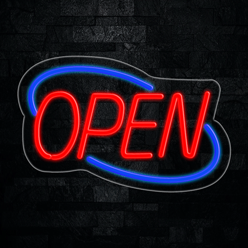 OPEN Red circled in Blue LED Flex Sign 22″ x 14″