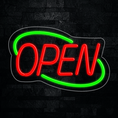 OPEN Red circled in Green LED Flex Sign 22″ x 14″