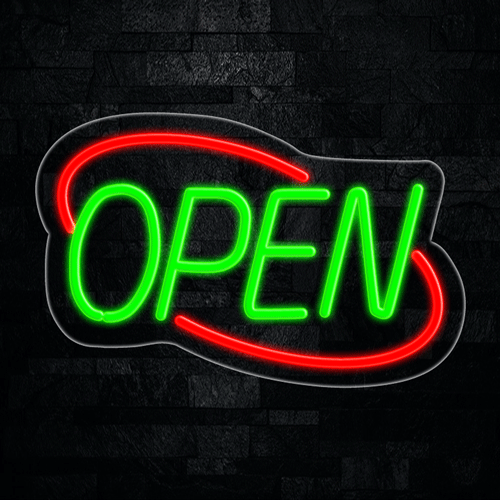 OPEN Green circled in Red LED Flex Sign 22″ x 14″