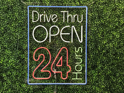 Drive Thru Open 24hr LED Flex Sign 31″ x 24″