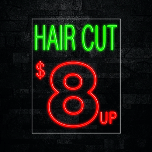 Hair Cut $8 up LED Flex Sign 31″ x 24″