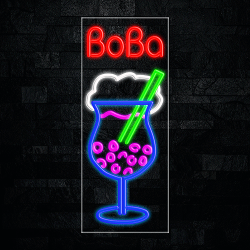 Boba, red,Logo (vertical) LED Flex Sign 32″ x 13″