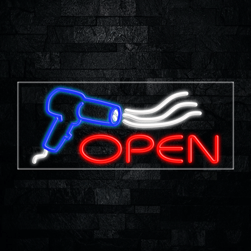 Open Hair Salon Barber LED Flex Sign 32″ x 13″