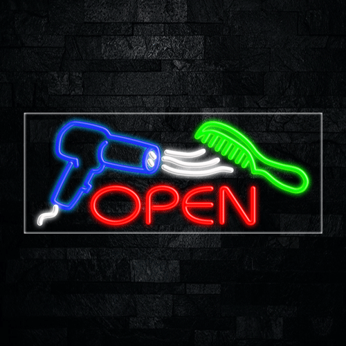 Open Hair Salon Barber LED Flex Sign 32″ x 13″