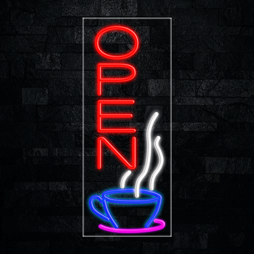 Open (cup,vertical) LED Flex Sign 32″ x 13″