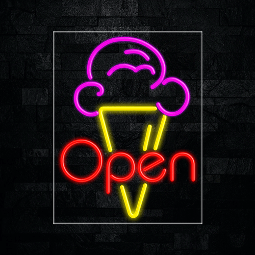 Open (Ice Cream Cone) LED Flex Sign 31″ x 24″