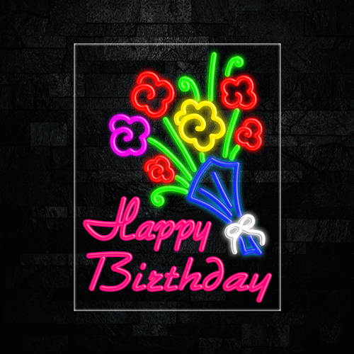 Happy Birthday (vert.) LED Flex Sign 31″ x 24″