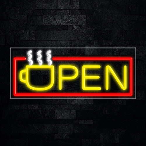 Open with cup logo LED Flex Sign 32″ x 13″