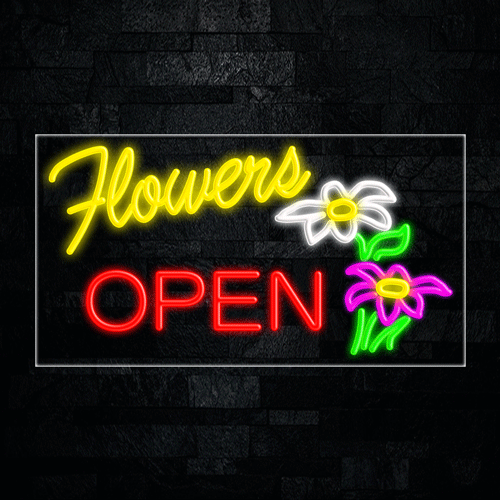 Flowers Open LED Flex Sign 37″ x 20″