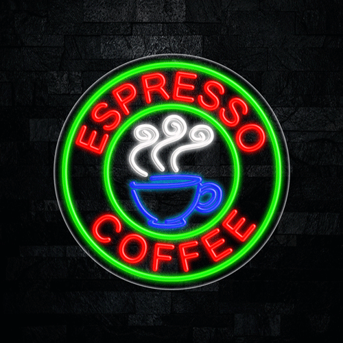 Espresso Coffee LED Flex Sign 26″ x 26″