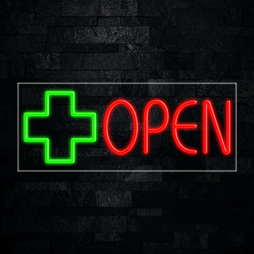 Open with Cross Logo LED Flex Sign 32″ x 13″