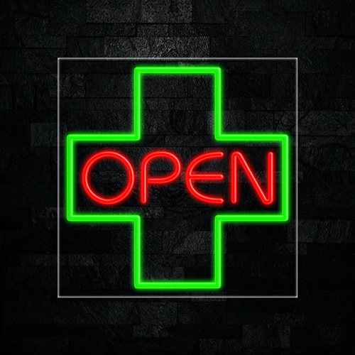 Open with Cross Logo LED Flex Sign 24″ x 24″