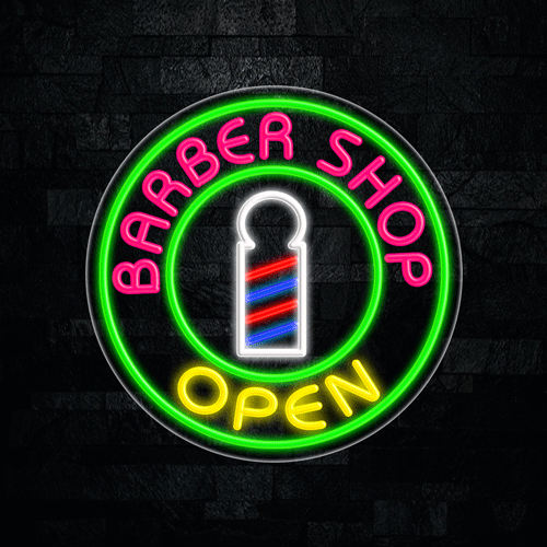 Barber Shop Open LED Flex Sign 26″ x 26″