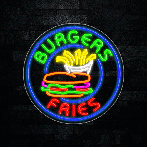 Burgers Fries LED Flex Sign 26″ x 26″