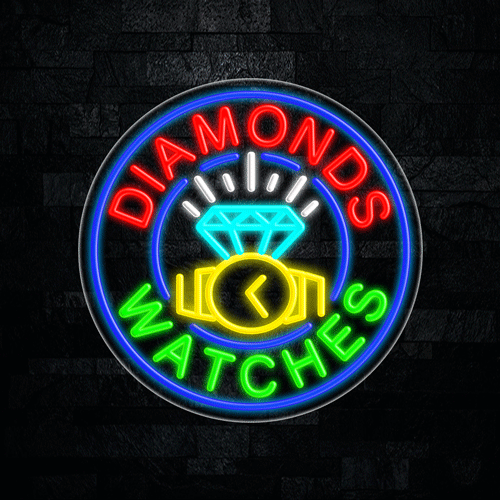 Diamonds Watches LED Flex Sign 26″ x 26″