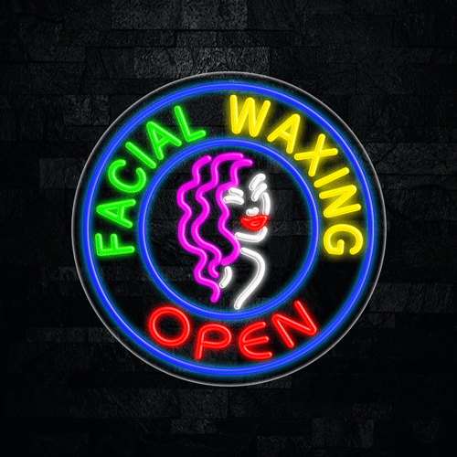 Facial Waxing Open LED Flex Sign 26″ x 26″