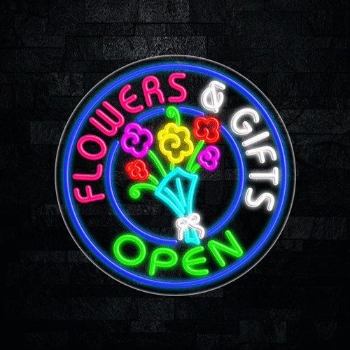 Flowers & Gifts Open LED Flex Sign 26″ x 26″