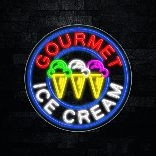 Gourmet Ice Cream LED Flex Sign 26″ x 26″