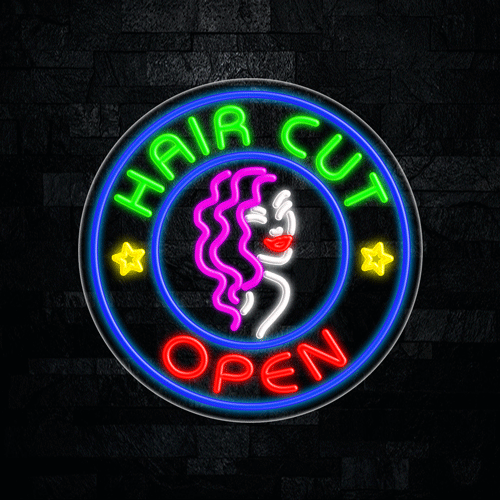 Hair Cut Open LED Flex Sign 26″ x 26″