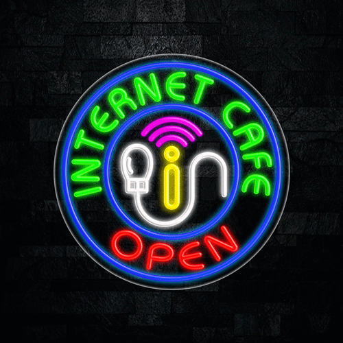 Internet Café Open LED Flex Sign 26″ x 26″