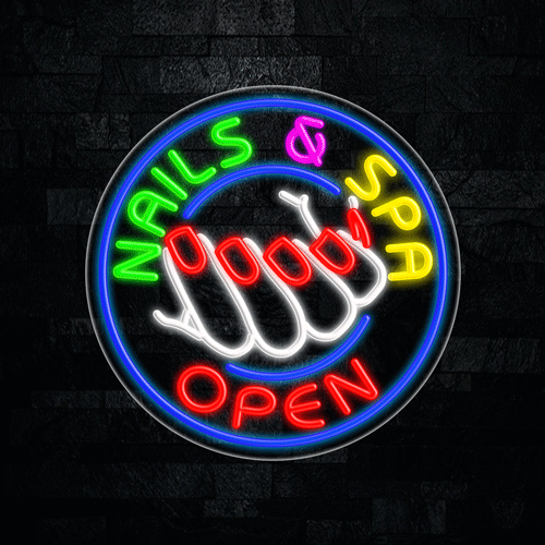 Nails & Spa Open LED Flex Sign 26″ x 26″