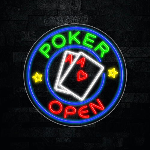 Poker Open LED Flex Sign 26″ x 26″