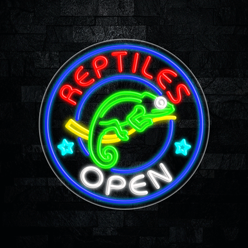 Reptiles Open LED Flex Sign 26″ x 26″