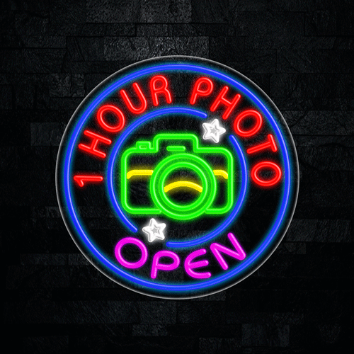 1 Hour Photo Open LED Flex Sign 26″ x 26″