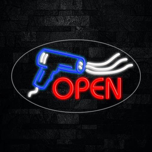 Barber Salon Open LED Flex Sign 30″ x 17″