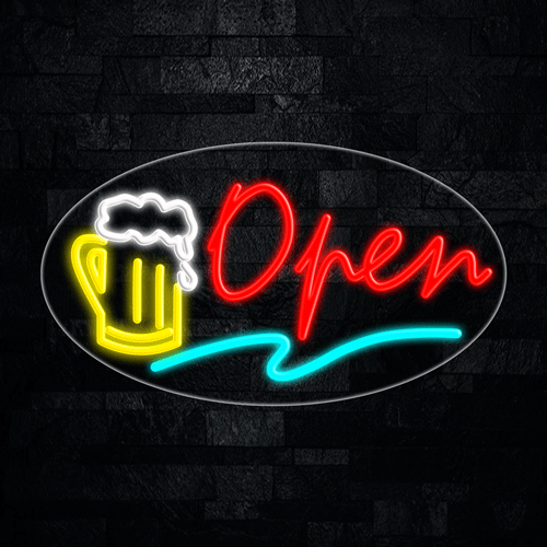 Beer Bar Open LED Flex Sign 30″ x 17″