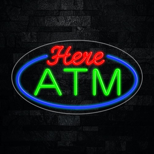 ATM Here LED Flex Sign 30″ x 17″