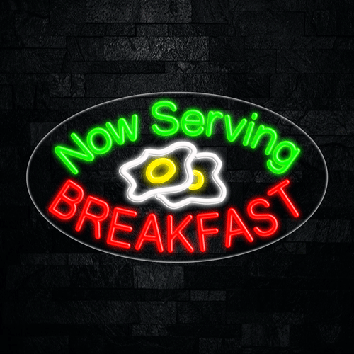 Now Serving Breakfast LED Flex Sign 30″ x 17″