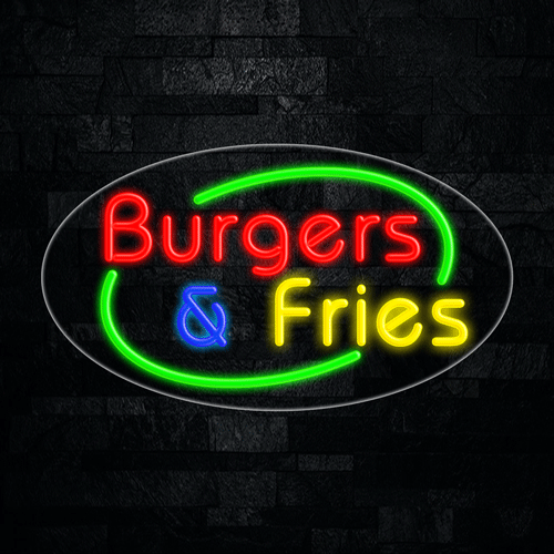 Burgers & Fries LED Flex Sign 30″ x 17″