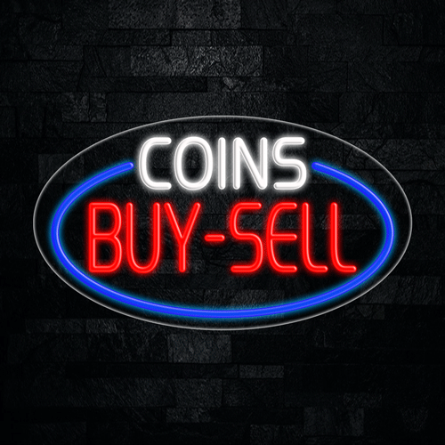 Coins Buy Sell LED Flex Sign 30″ x 17″