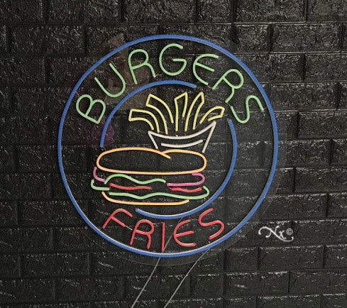 Burgers Fries LED Flex Sign 26″ x 26″