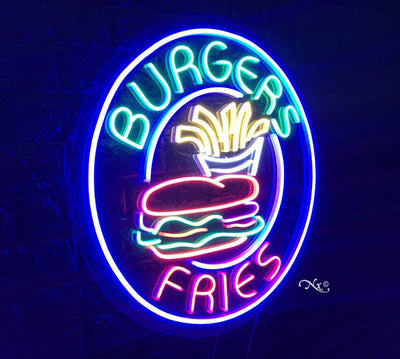 Burgers Fries LED Flex Sign 26″ x 26″